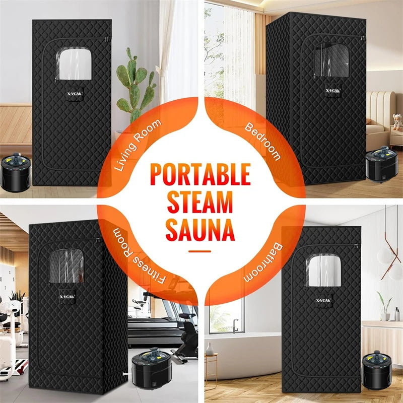 Portable Steam Sauna Tent Sauna Box with 4L Steamer Remote Control Folding Chair