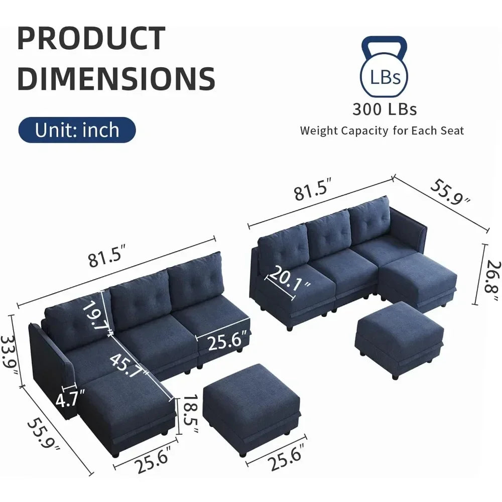 Modular Sectional Sofa with Storage Space with Reversible Chain