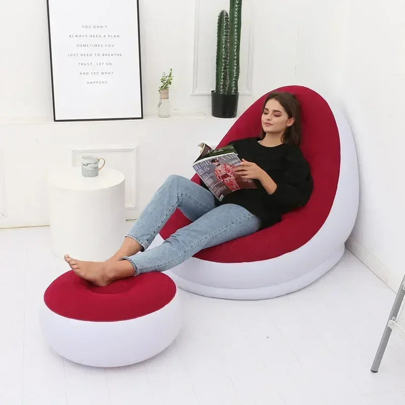 Inflatable Leisure Bean Bag Sofa Lazy chair with footrest