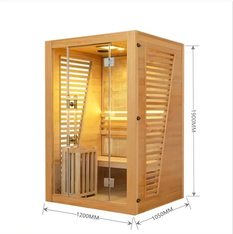 2 Person Solid Wood Small Indoor Traditional Steam Sauna Room with Electric Stove