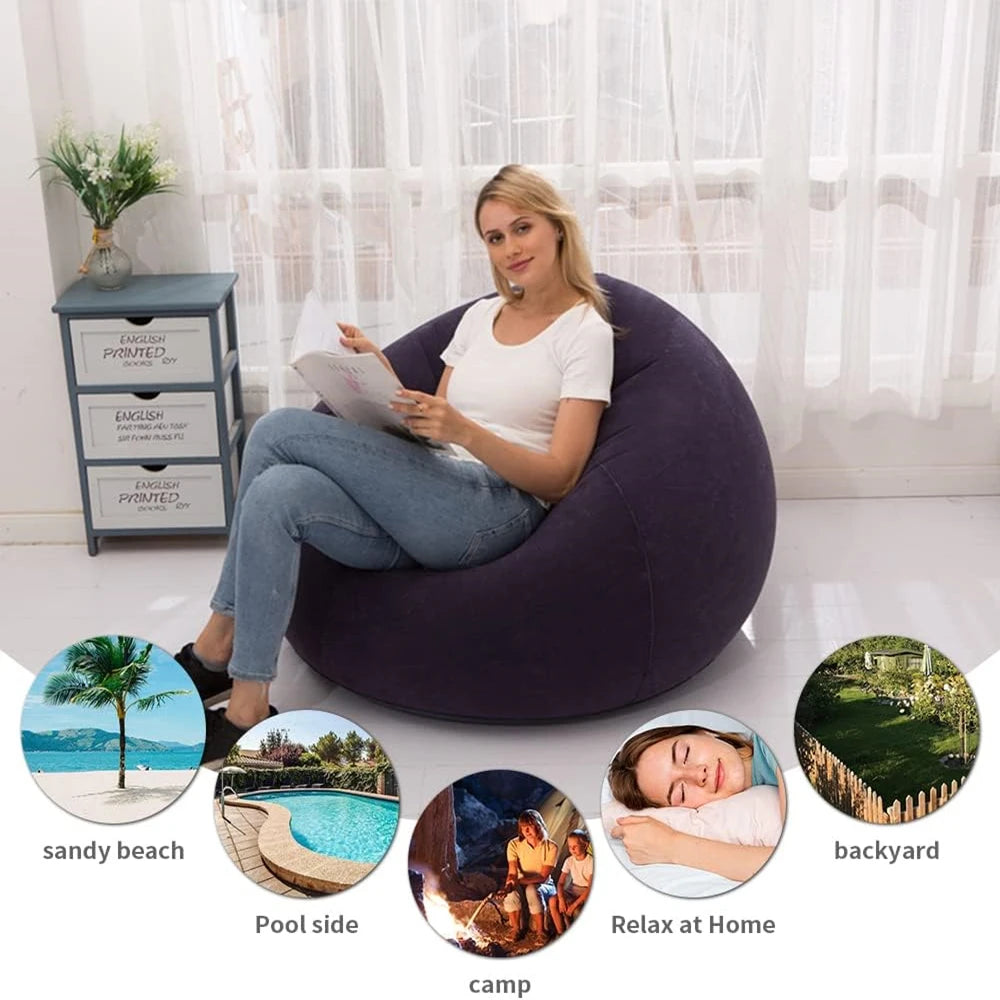 Large Lazy Inflatable Sofa Chairs PVC Lounger Seat Bean Bag