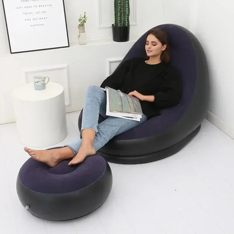 Inflatable Leisure Bean Bag Sofa Lazy chair with footrest