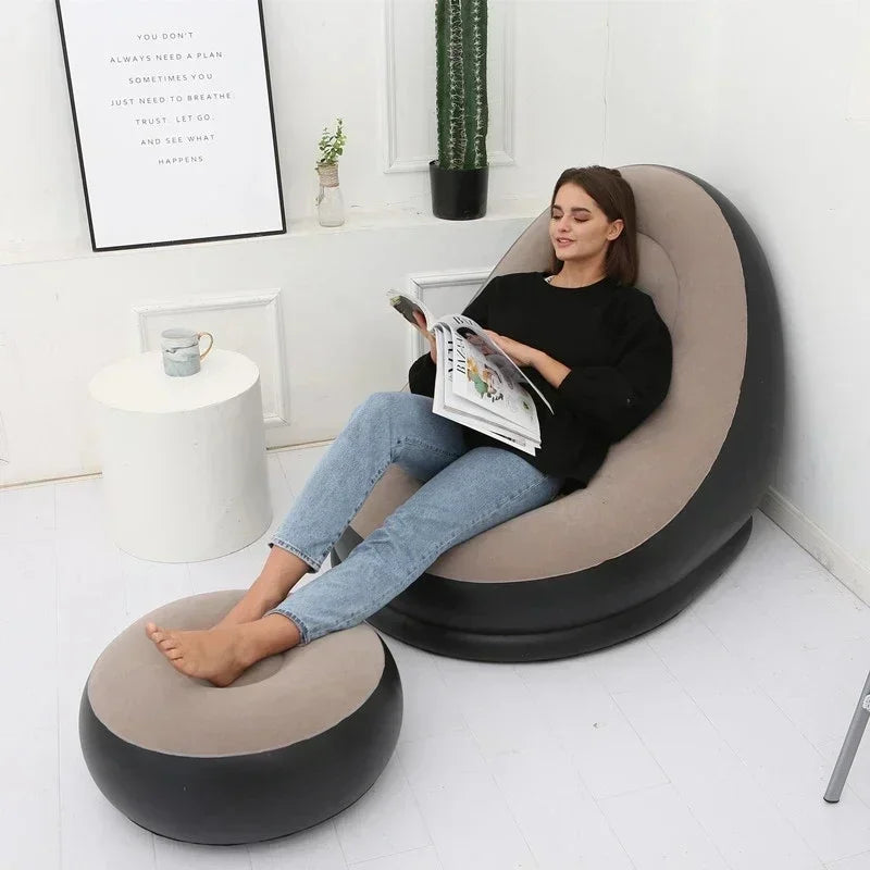 Inflatable Leisure Bean Bag Sofa Lazy chair with footrest