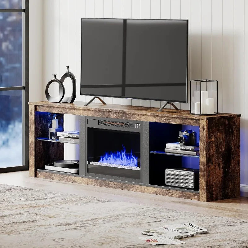 Electric Fireplace TV Stand for 75 inch TV, LED Entertainment Center