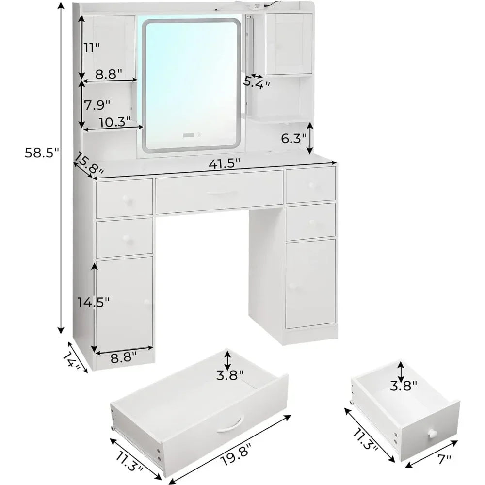 Vanity Table Set With Mirror and Lights