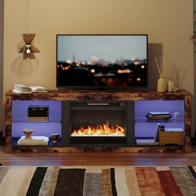 Electric Fireplace TV Stand for 75 inch TV, LED Entertainment Center