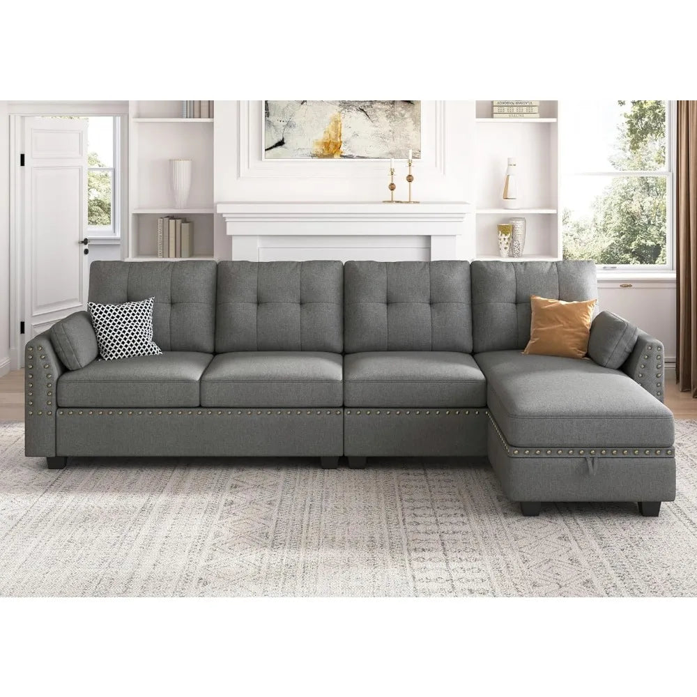 Reversible Sectional Sofa L-Shape Sofa Convertible Couch