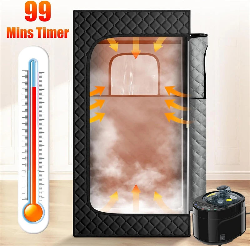 Portable Steam Sauna Tent Sauna Box with 4L Steamer Remote Control Folding Chair