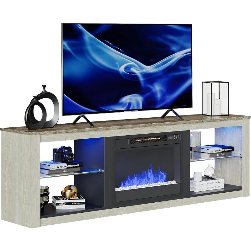 Electric Fireplace TV Stand for 75 inch TV, LED Entertainment Center