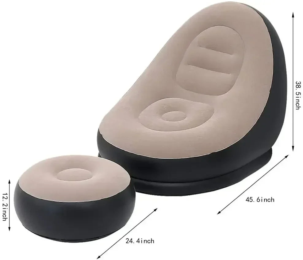 Inflatable Leisure Bean Bag Sofa Lazy chair with footrest