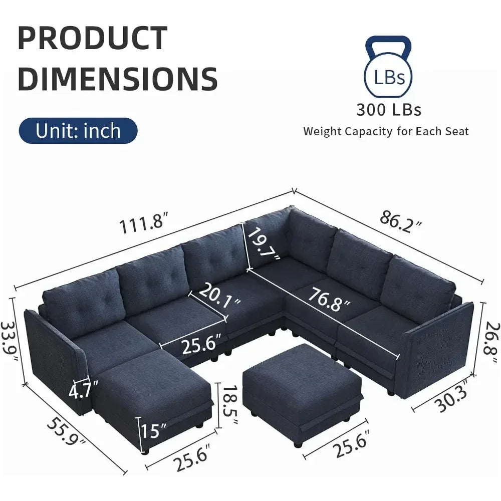 Modular Sectional Sofa with Storage Space with Reversible Chain