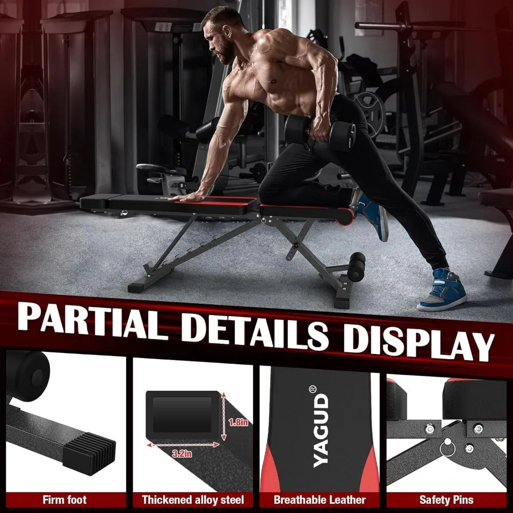 Adjustable Multi-purpose Workout Bench Press, 880 Lb Stable Decline Incline Bench