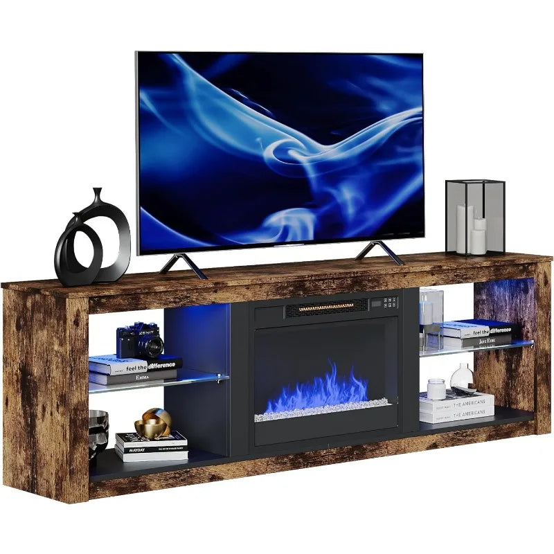 Electric Fireplace TV Stand for 75 inch TV, LED Entertainment Center