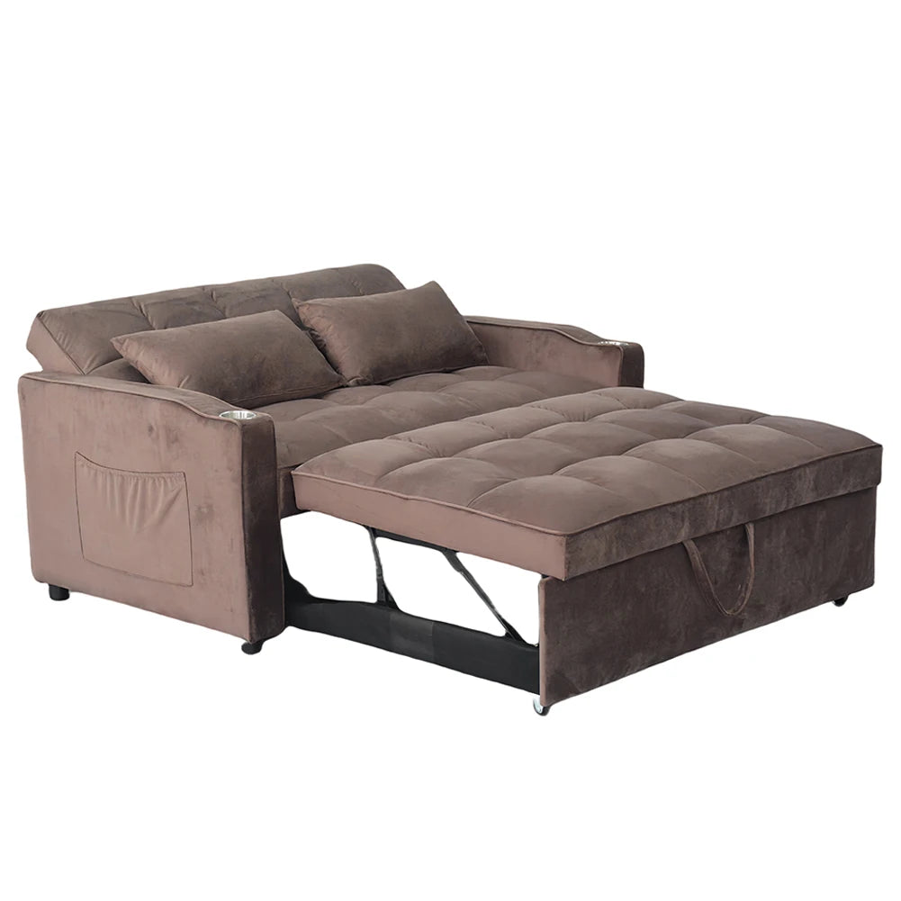 Sleeper Chair Bed 4-in-1 Convertible Chair Bed Ottoman Pull Out Sofa Bed W/Adjustable Backrest Chaise