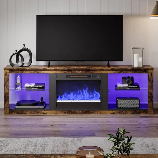 Electric Fireplace TV Stand for 75 inch TV, LED Entertainment Center