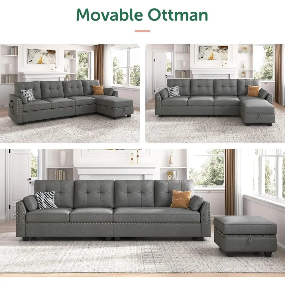 Reversible Sectional Sofa L-Shape Sofa Convertible Couch