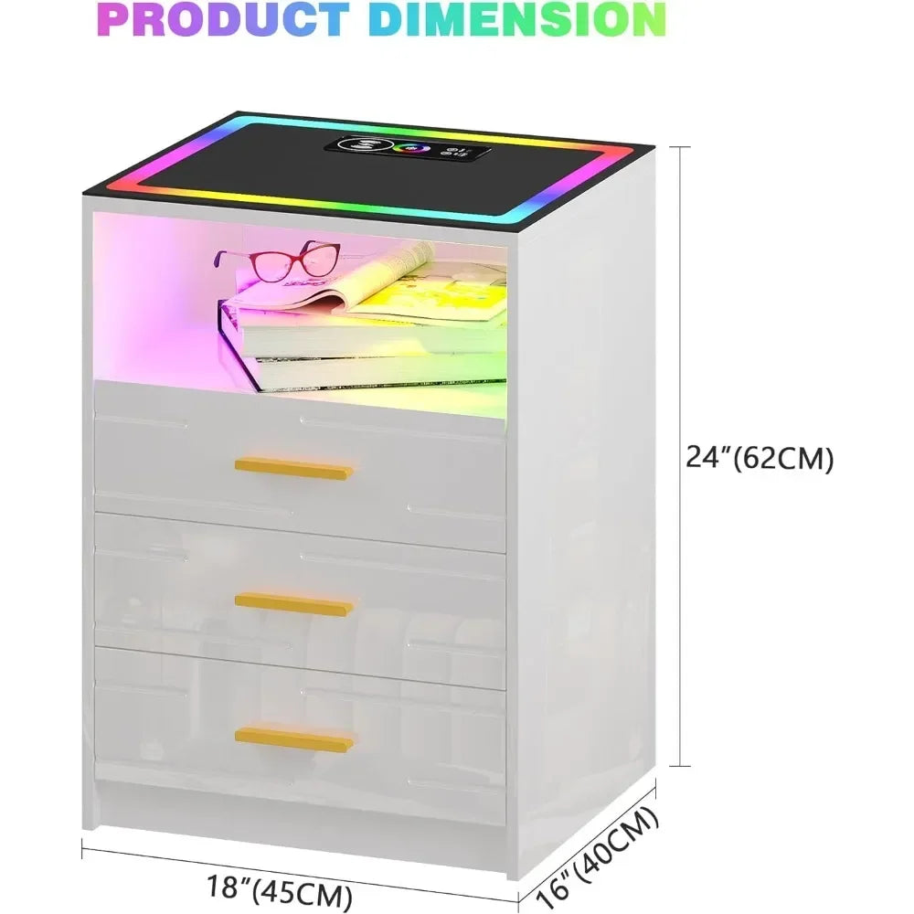 RGB Touch Screen Bedside Table With USB