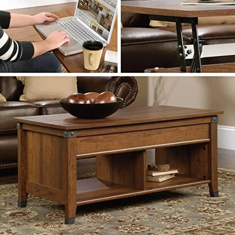 Wooden Lift-Top Coffee Table with Hidden Storage