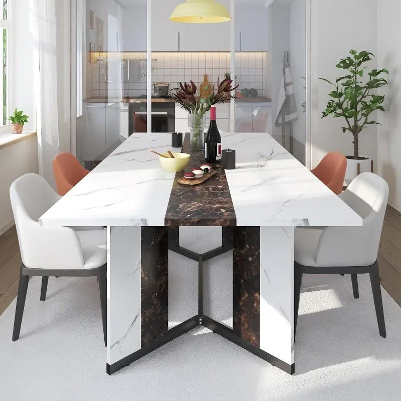 71" Large Luxurious Rectangular White Dining Table