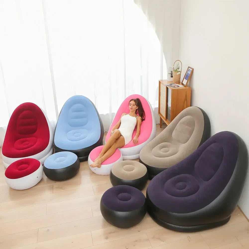 Inflatable Leisure Bean Bag Sofa Lazy chair with footrest